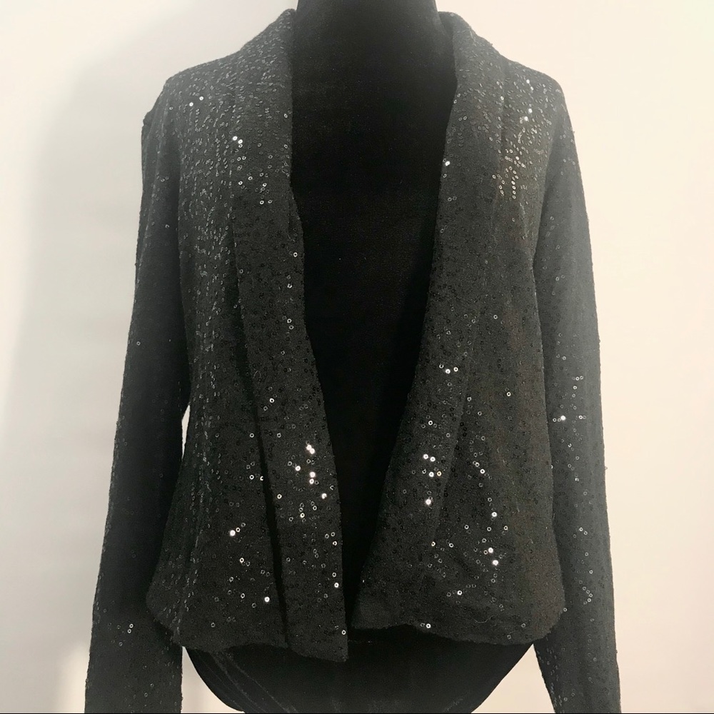 Joan Vass black sequin sweater size S